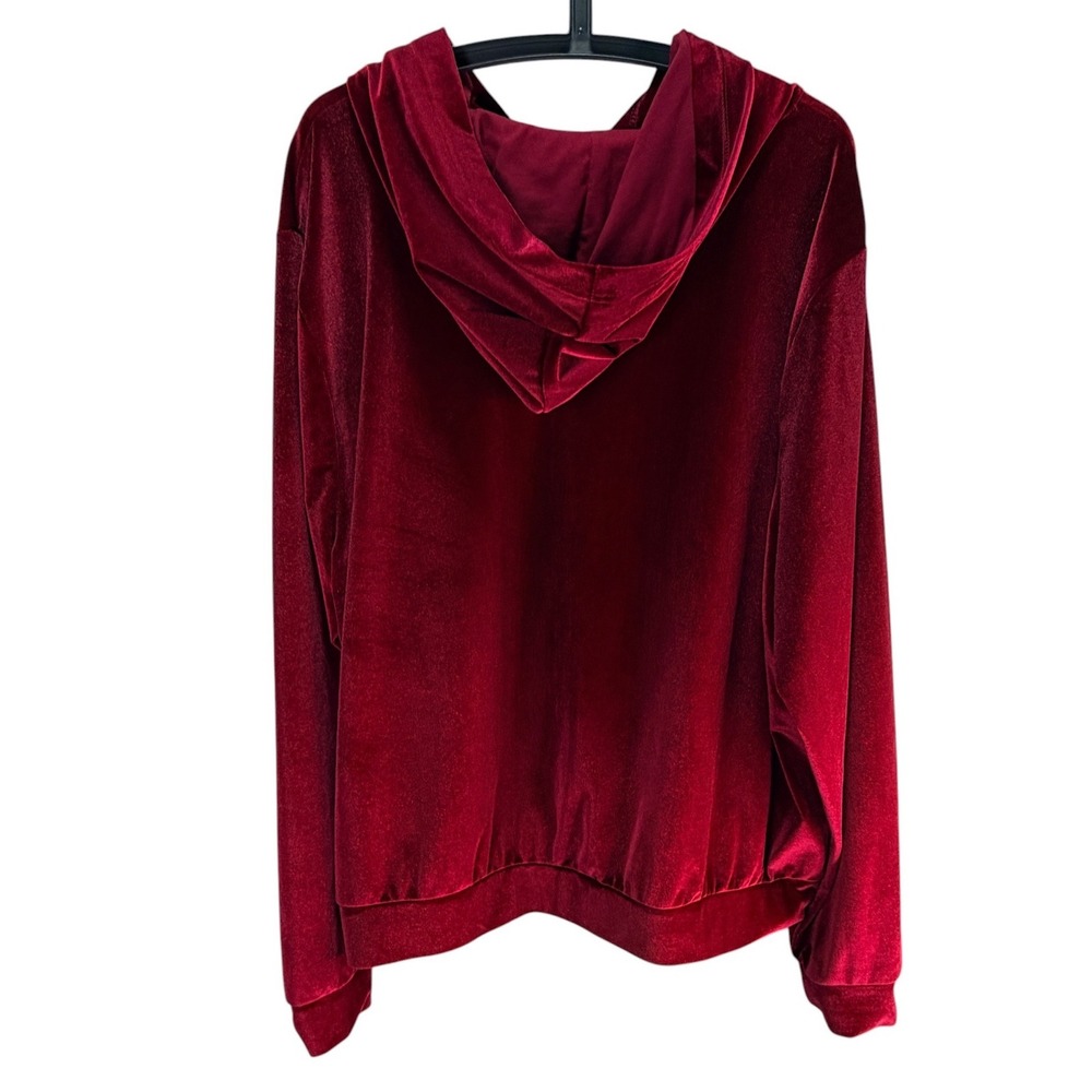 Fabletics Hoodie Women 3X Burgundy Velvet Zip Up Athleisure Y2K Velour Jacket - Picture 2 of 8